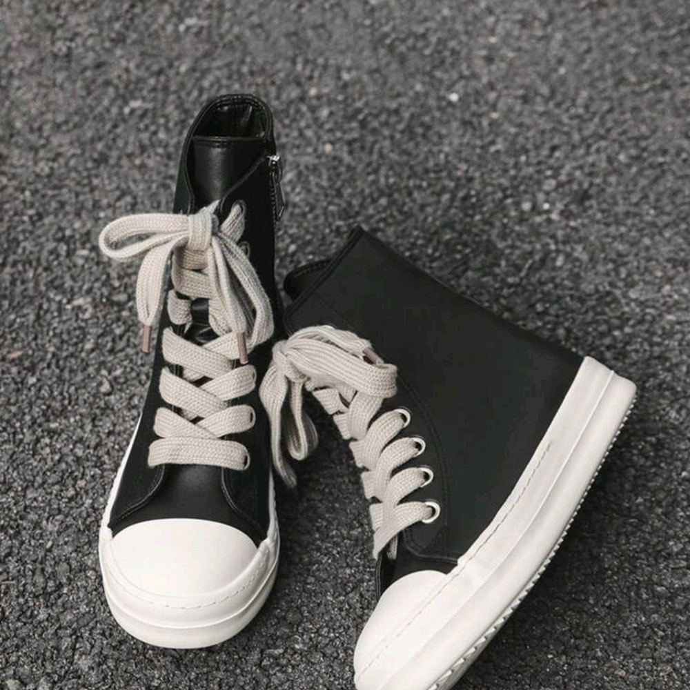 Stylish Black and White High-Top Sneakers